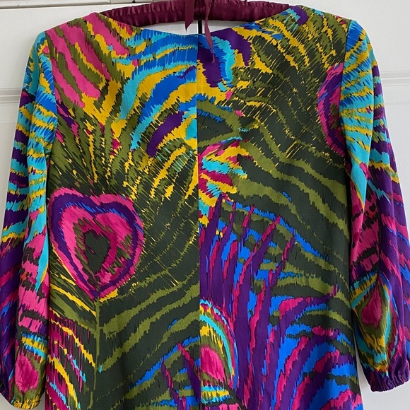 Trina Turk Vibrant Long Sleeve Silk Dress - Picture 5 of 7